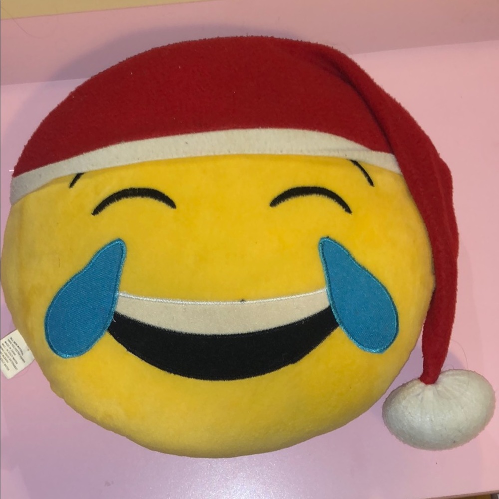 Laughing Santa emoji pillow